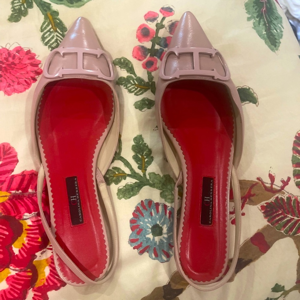 Soles newly recovered 😁 Carolina Herrera nude taupe flats